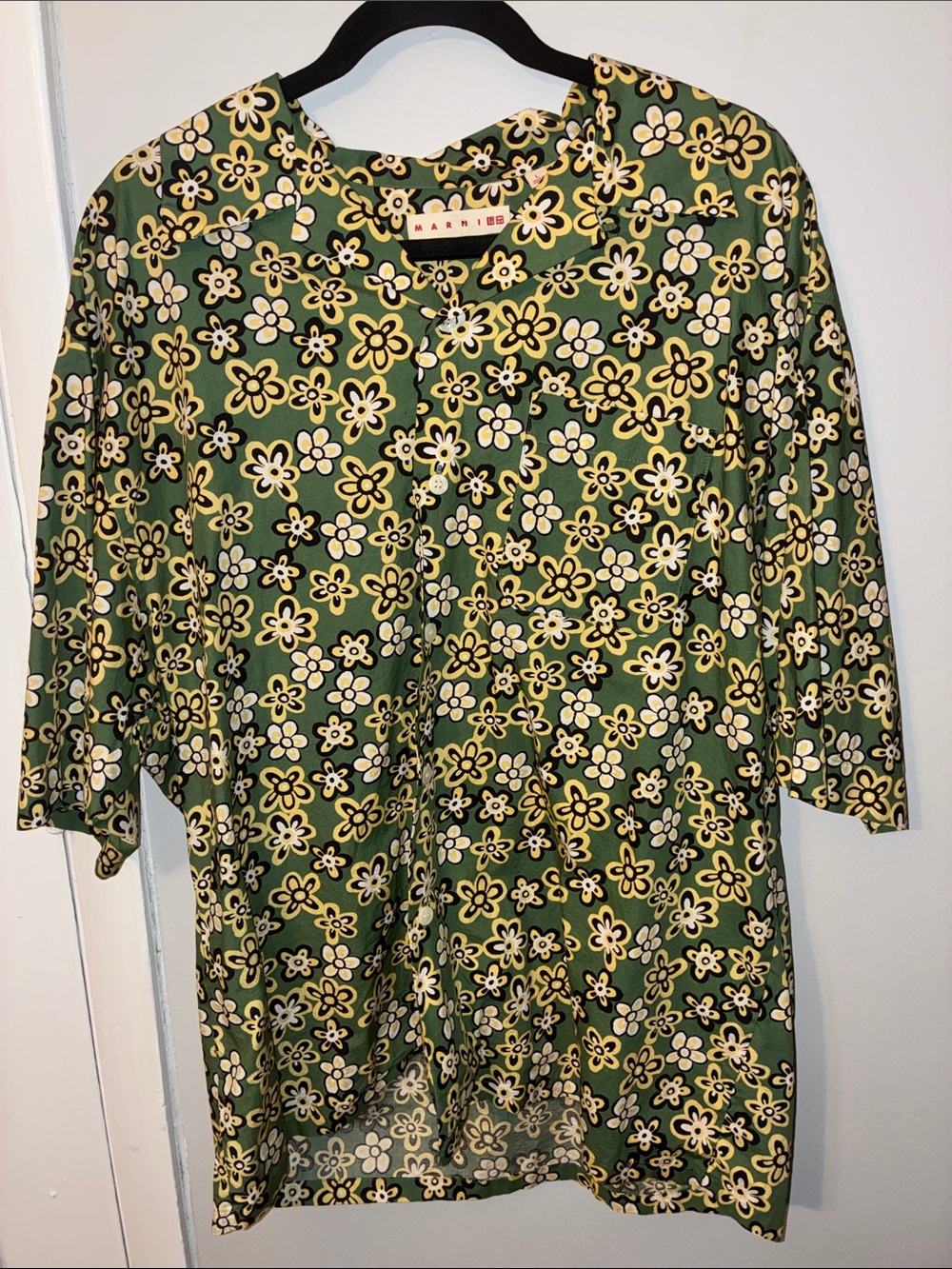 Marni x Uniqlo Green Floral Short-Sleeve Blouse